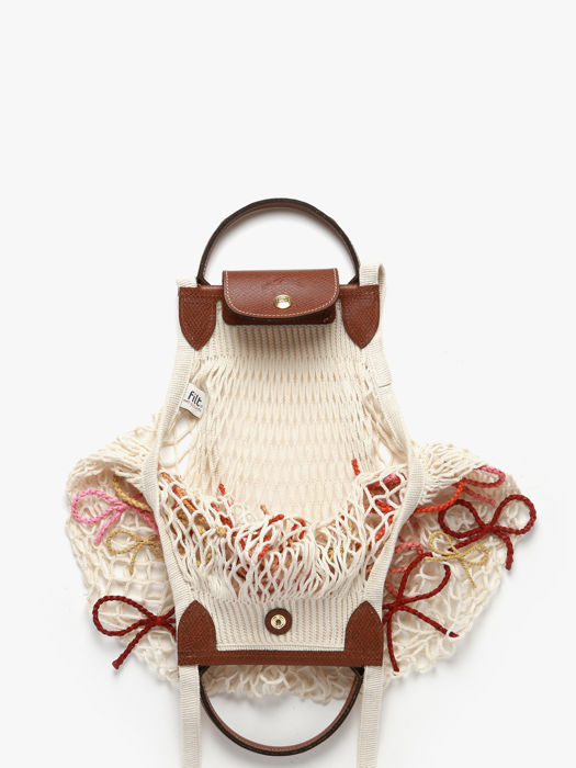 Longchamp Le pliage filet raphia Schoudertas Beige